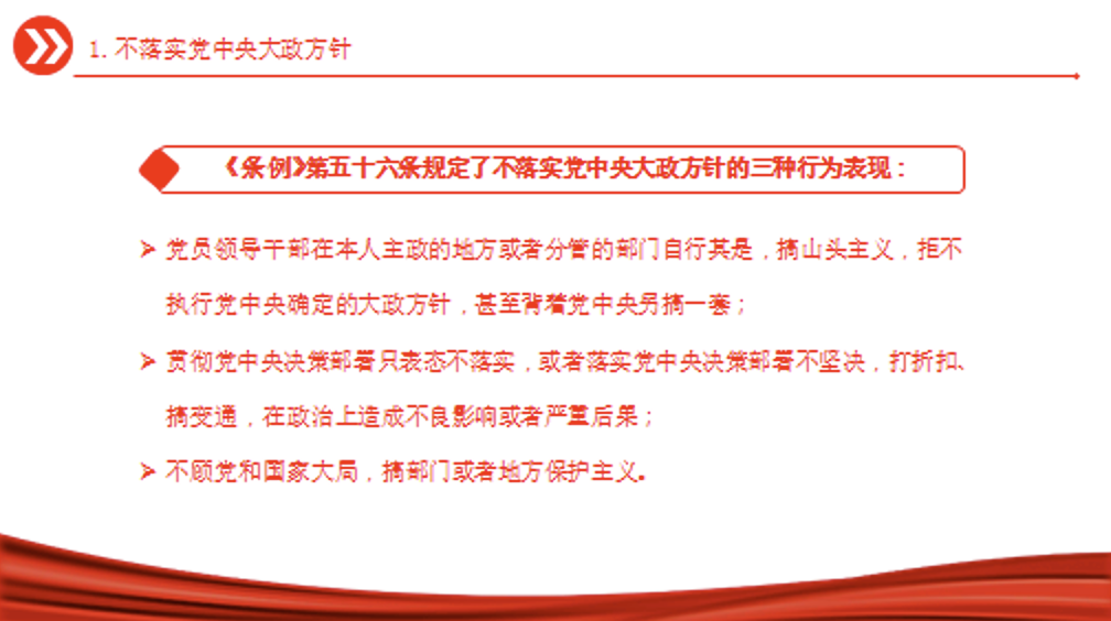 党纪学习教育党课讲稿+PPT课件：哪些行为属于不执行党中央决策部署？相关的处分规定有哪些？