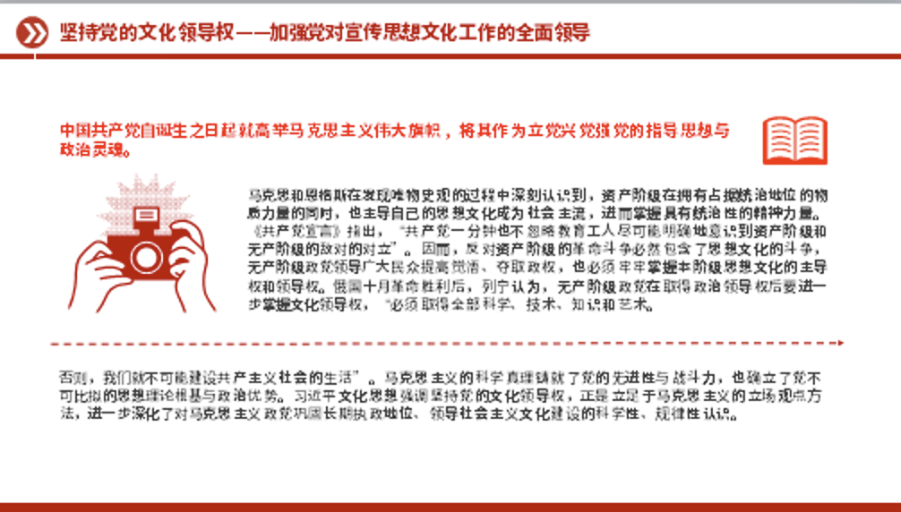 加强党对宣传思想文化工作的全面领导党课讲稿+PPT课件：坚持党的文化领导权