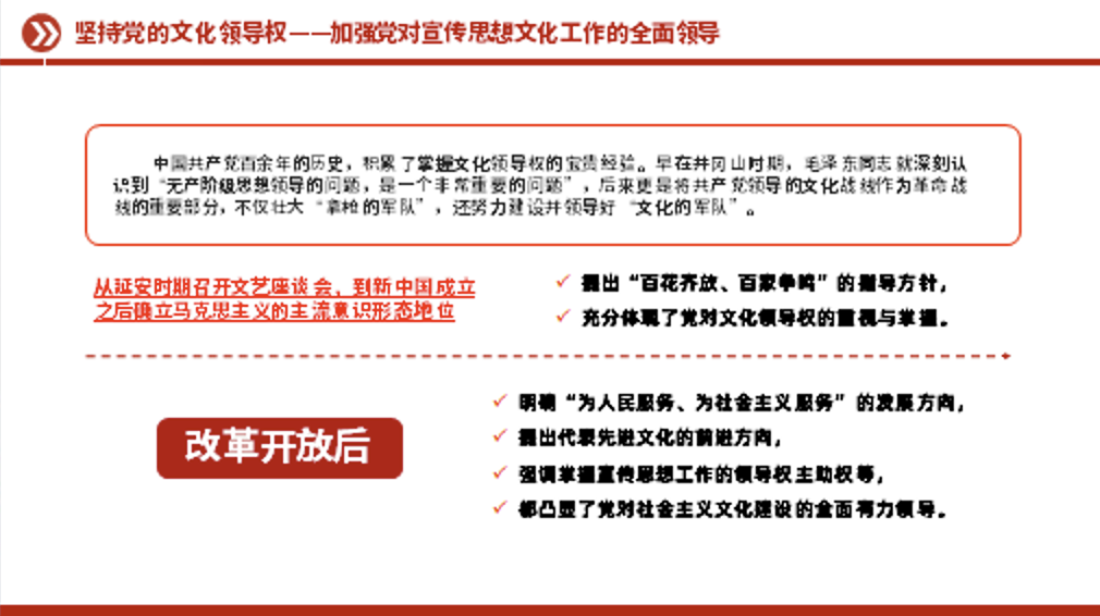 加强党对宣传思想文化工作的全面领导党课讲稿+PPT课件：坚持党的文化领导权